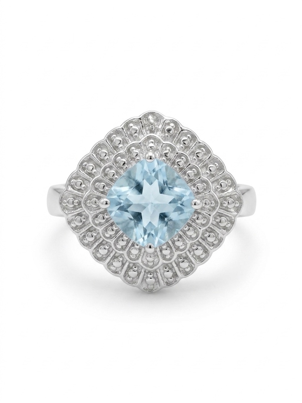 Sterling Silver Blue TOPAZ Gemstone Cocktail Ring 7.5